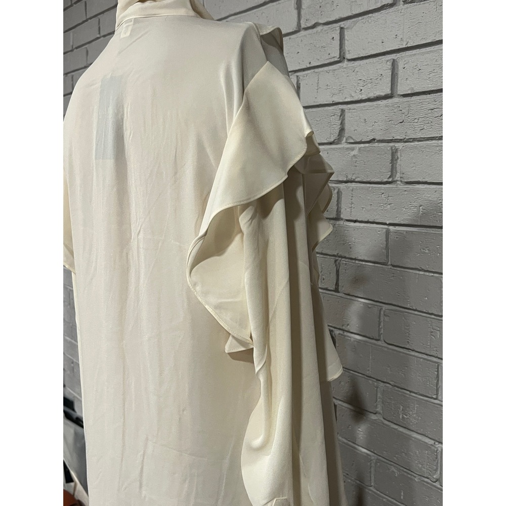 Lauren Ralph Lauren Winter Cream Ruffle Tie Neck Blouse Coquette Old Money NWT M - Picture 6 of 9
